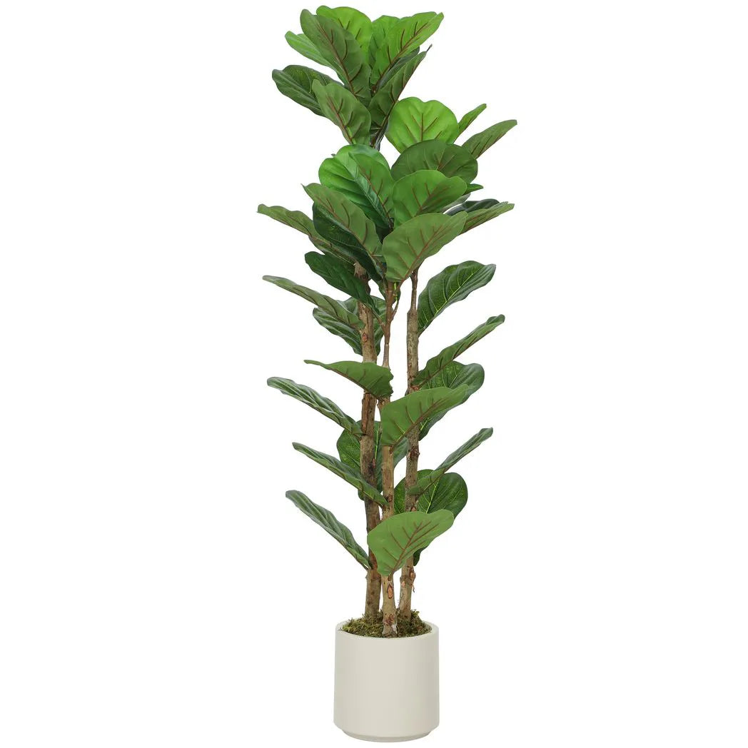 HOMCOM 120cm Artificial Fiddle Leaf Fig Tree with White Pot – Lifelike Faux Plant for Home & Office, Green