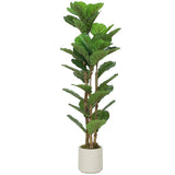 HOMCOM 120cm Artificial Fiddle Leaf Fig Tree with White Pot – Lifelike Faux Plant for Home & Office, Green