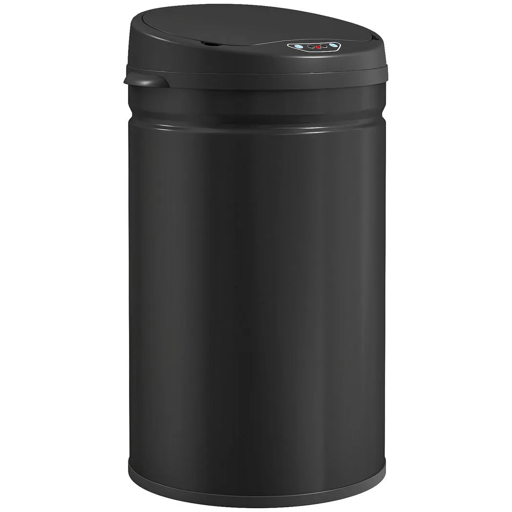 HOMCOM 30L Stainless Steel Sensor Bin with Soft-Close Lid – Touch-Free Kitchen Rubbish Bin, Black