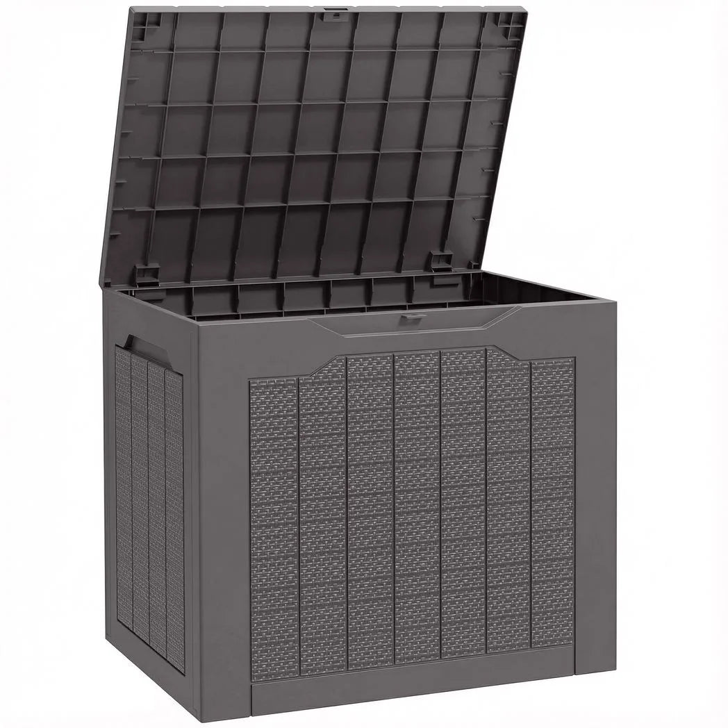Outsunny 97L Waterproof Garden Storage Box with Handles and Padlock Loop – Outdoor Container, Brown