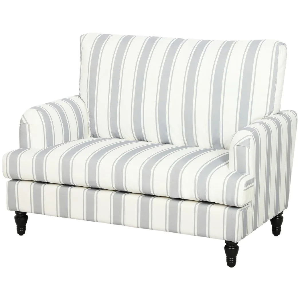 HOMCOM Velvet Single Sofa Armchair with Stripes, Turned Legs and Wide Seat – Modern Accent Chair, Grey