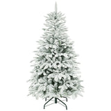 HOMCOM 5ft Artificial Flocked Christmas Tree with 717 Branches – Hinged Xmas Tree, Foldable Metal Stand