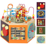 AIYAPLAY 8 in 1 Wooden Activity Cube with Bead Maze, Shape Sorter & Number Games – Montessori Toy, 18 Months+