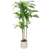 HOMCOM 120cm Artificial Dracaena Tree with Bendable Trunks and White Pot – Realistic Faux Plant, Green