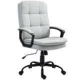 HOMCOM Linen-Look Double-Padded Office Chair with Adjustable Height and Tilt – Five Quiet Wheels, Grey