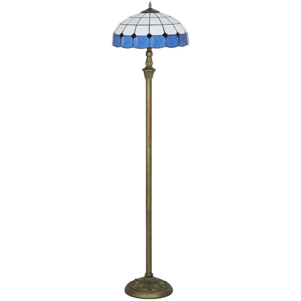 HOMCOM Tiffany-Style Floor Lamp with Handcrafted Stained Glass Shade