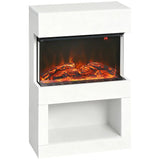 HOMCOM 19" Electric Fireplace with Mantel, 3D Flame Effect, Remote and Timer – 1000W/2000W, White