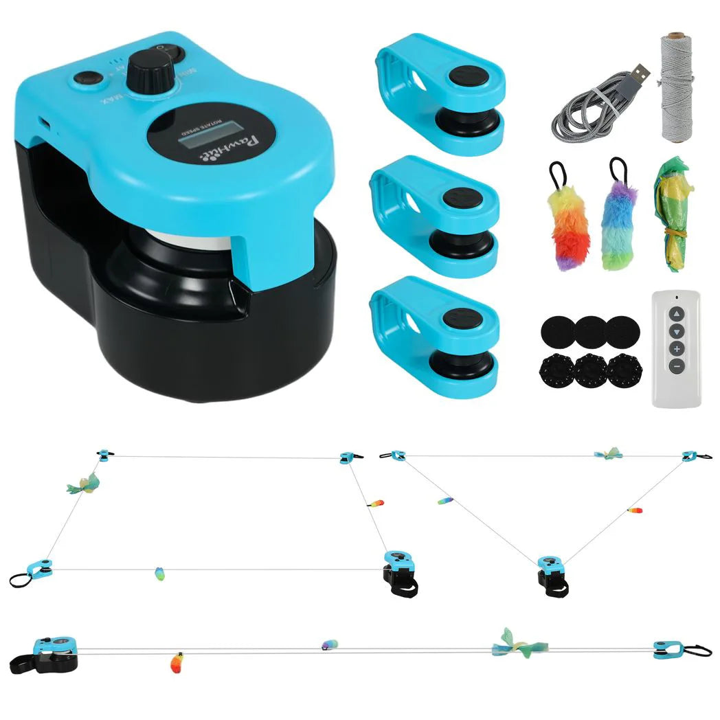 PawHut Interactive Cat Toy for Indoor Cats with Remote Control, Adjustable Speed, DIY Track and Mouse Sound