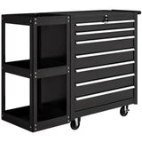 HOMCOM Lockable Steel Tool Chest on Wheels with 7 Drawers and Detachable Shelf – Rolling Workshop Storage, Black