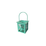 Small Metal Glass Square Garden Lantern Tealight Candle Holder Butterfly Design Assorted Colours