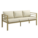 Outsunny 3-Seater Garden Sofa Bench with Cushions, Aluminium Frame, 185 x 66 x 64cm, Cream White