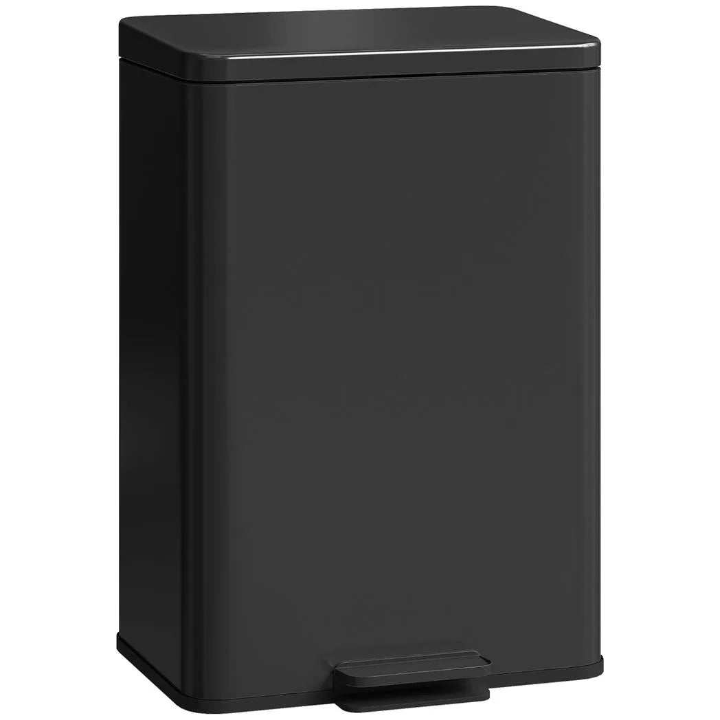 HOMCOM 20L Stainless Steel Kitchen Pedal Bin with Soft-Close, Stay-Open Lid and Removable Bucket, Matte Black