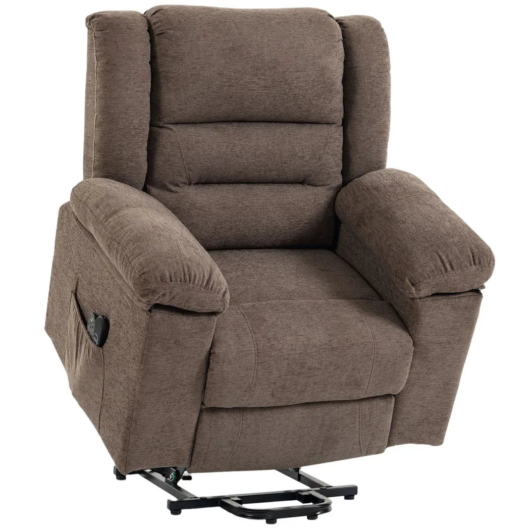 HOMCOM Oversized Riser Recliner Chair with Massage and Heat, Power Lift, Wide Seat and Back, Brown