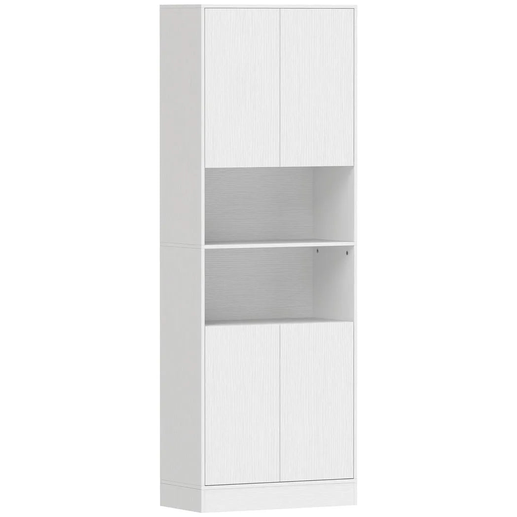 HOMCOM 170cm Kitchen Pantry Cabinet with Soft-Close Hinges and Adjustable Shelves – Freestanding, White Wood Effect
