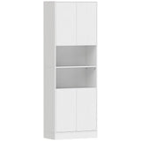 HOMCOM 170cm Kitchen Pantry Cabinet with Soft-Close Hinges and Adjustable Shelves – Freestanding, White Wood Effect