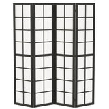 HOMCOM 4 Panel Folding Room Divider with Pine Wood Frame – Freestanding Privacy Screen for Living Room & Bedroom, Black