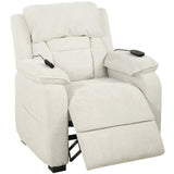 HOMCOM Power Recliner Armchair with Massage, Heat & Spring Seat – Electric Reclining Chair, Cream White