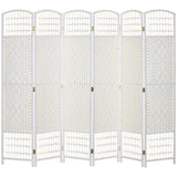 HOMCOM 6 Panel Folding Room Divider, Hand-Woven Paper Rope & Bamboo – Privacy Screen, White