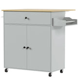 HOMCOM Rolling Kitchen Island with Drop Leaf, Drawer, Spice Rack and Towel Rack – Kitchen Storage Trolley, Grey