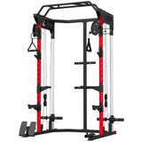SPORTNOW Power Cage with Dual Cable Pulley System, Pull-Up Bar, Dip Station & Landmine – Home Gym Power Rack