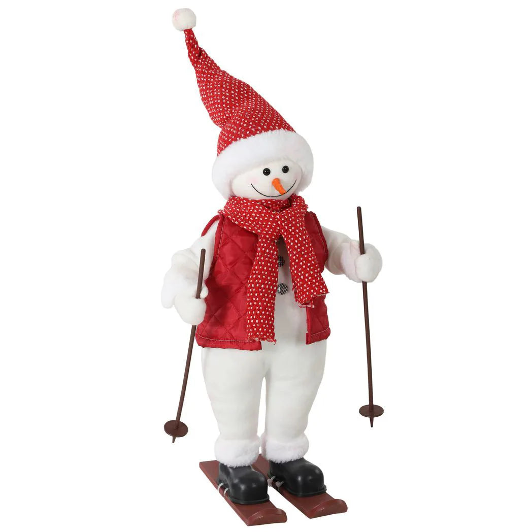 HOMCOM 2ft Singing Skiing Santa Claus with Ski Board and Poles – Animated Christmas Figure, Sound Activated