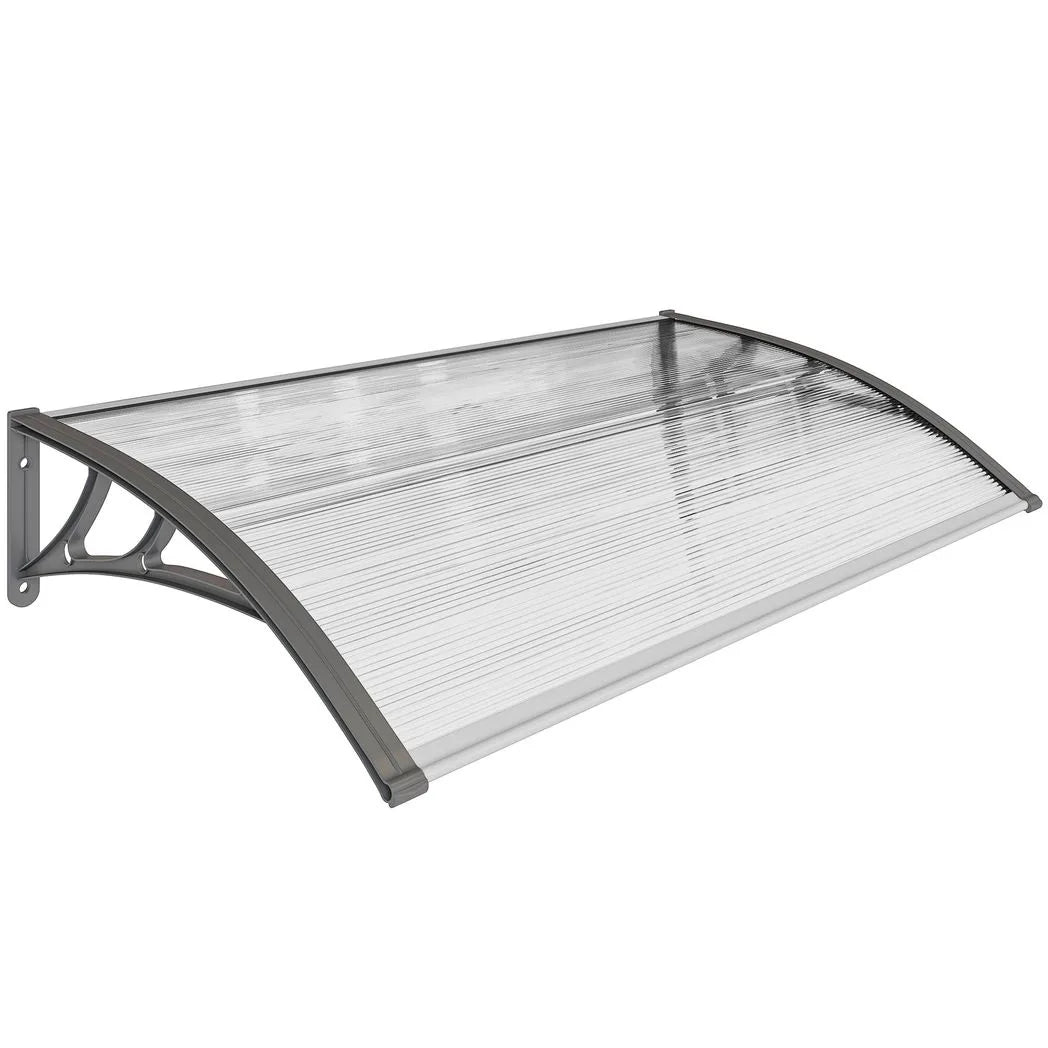 Outsunny Front Door Canopy with Polycarbonate Panels – Outdoor Rain Shelter and Awning, 110 x 60cm, Grey