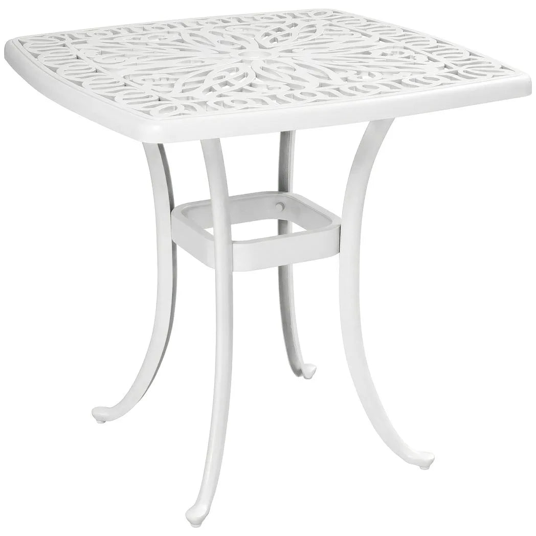 Outsunny Cast Aluminium Garden Side Table with 38 mm Parasol Hole, Floral Patio End Table with Adjustable Feet