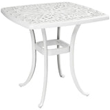 Outsunny Cast Aluminium Garden Side Table with 38 mm Parasol Hole, Floral Patio End Table with Adjustable Feet