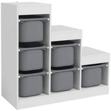 AIYAPLAY 3-Tier Kids Toy Storage Organiser with 6 Removable Bins – Grey, Ages 3-8