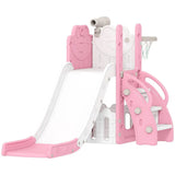 AIYAPLAY 5 in 1 Kids Slide Set with Basketball Hoop, Climbing Frame, Telescope & Storage Box – Toddlers 1-3