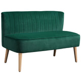HOMCOM 117cm Small 2 Seater Loveseat Sofa with Thick Padded Seat & Rubberwood Legs – Velvet-Feel, Dark Green
