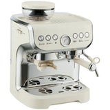 HOMCOM 15 Bar Espresso Coffee Machine with Adjustable Grinder, Steam Wand and Accessories – Cream White