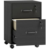 HOMCOM Rolling File Cabinet with 2 Drawers & Lockable Wheels – Under-Desk Mobile Storage, Black