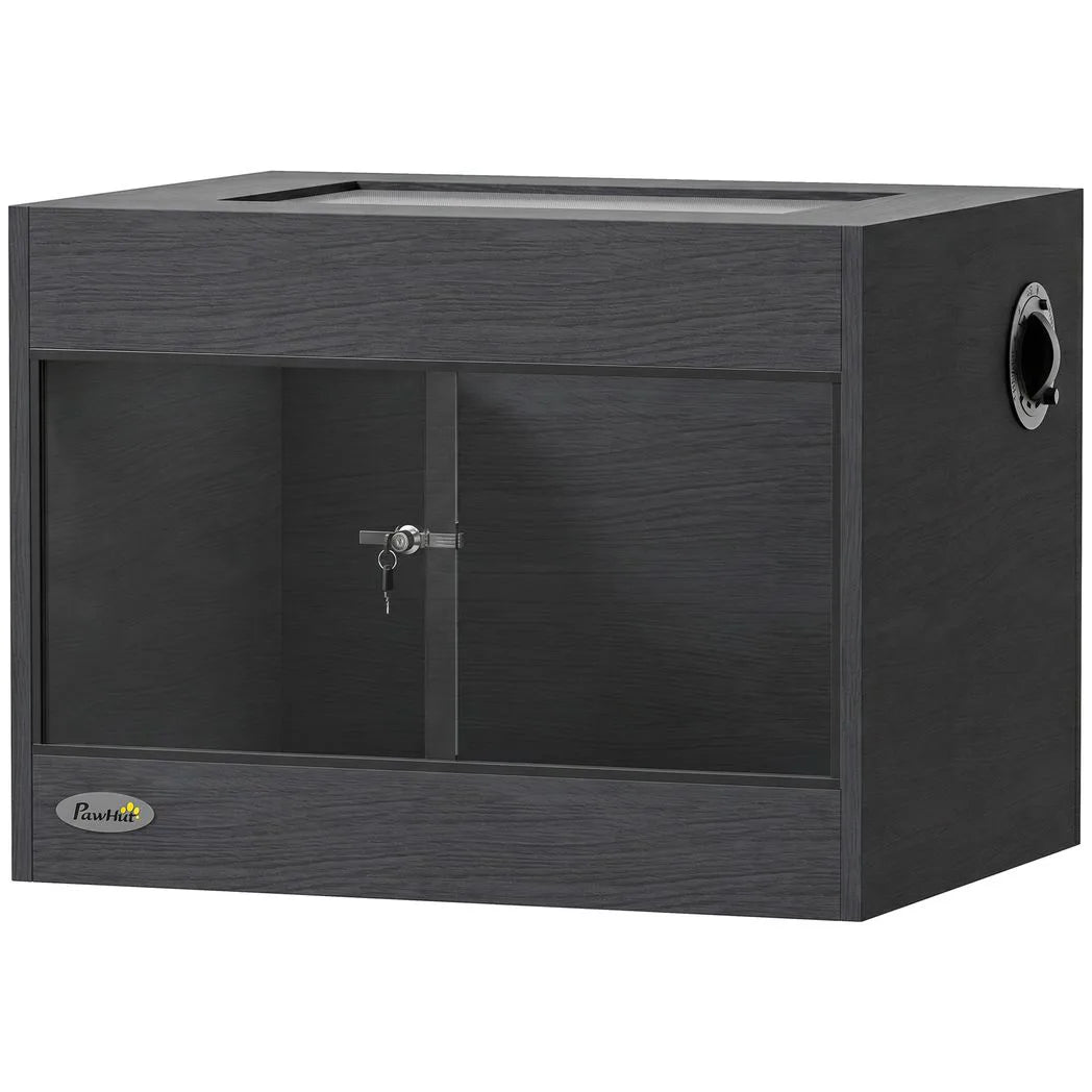 PawHut Reptile Terrarium with Glass Doors, Lock and Top Ventilation – Vivarium for Snakes and Geckos, Black