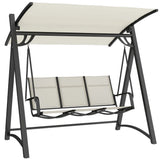 Outsunny 3 Seater Garden Swing Chair with Adjustable Canopy and Breathable Mesh Seat, 360 kg Capacity, White