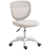 HOMCOM Armless Mesh Office Chair with Adjustable Height & Swivel Wheels – Compact Computer Desk Chair, Grey