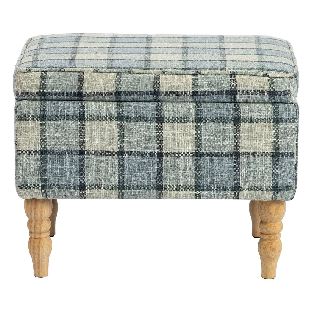 HOMCOM Linen Upholstered Footstool with Hidden Storage – Rectangular Ottoman with Flip-Top Tray Lid, Grey