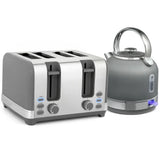 HOMCOM 1.7L 3000W Stainless Steel Kettle and 4-Slice Toaster Set with 7 Browning Levels – Cordless Fast Boil, Grey