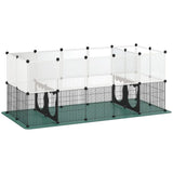 PawHut Small Animal Playpen with Waterproof Mat, 34-Panel DIY Metal Pet Fence – Indoor and Outdoor