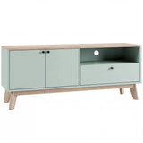 HOMCOM TV Stand for TVs up to 36 Inch with 2 Doors, Drawer and Adjustable Shelf – Mid-Century Media Unit, Light Green