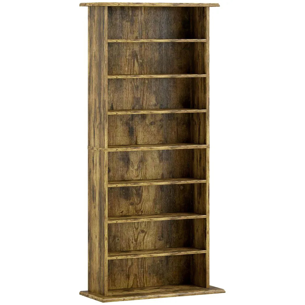 HOMCOM CD and DVD Storage Tower with 6 Adjustable Shelves, Holds 360 CDs – Rustic Brown