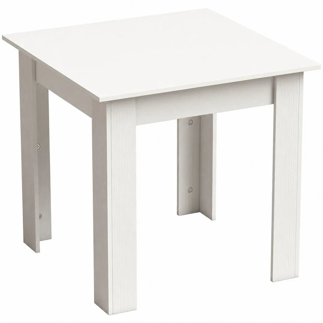 HOMCOM Square Dining Table for 2 with Wood-Effect Top and Non-Slip Foot Pads – Space-Saving, White