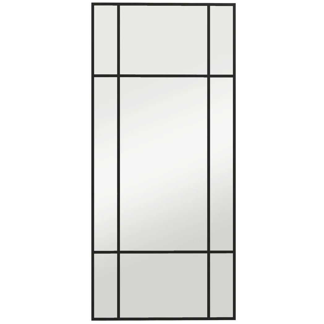HOMCOM Decorative Grid Wall Mirror, with Back Hooks – Black