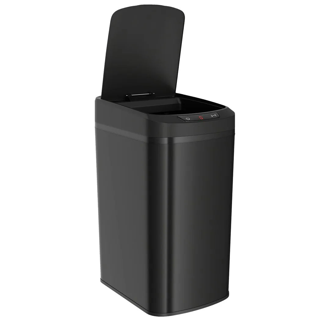 HOMCOM 12L Automatic Sensor Bin with Touchless Lid and Fingerprint-Resistant Stainless Steel – Kitchen Waste Bin, Black