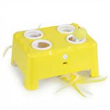 PawHut 3-in-1 Interactive Cat Toy with Mouse & Feather Teaser – Rechargeable Automatic Cat Toy
