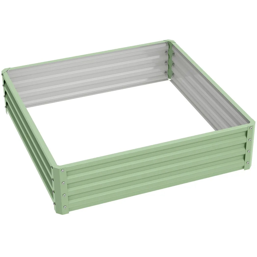 Outsunny Square Raised Garden Bed with Galvanised Steel Frame – 120 x 120 x 30cm Planter Box for Vegetables, Flowers and Herbs