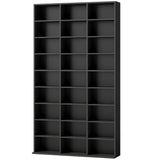 HOMCOM CD and DVD Storage Tower with 27 Compartments and 21 Adjustable Shelves – Media Rack, Black