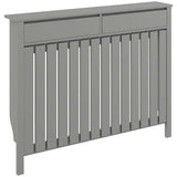 HOMCOM Modern Radiator Cover with Top Drawers and Vertical Slats, 93 x 119cm – Slimline Heater Cabinet, Grey