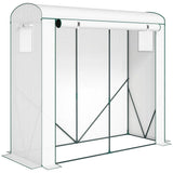 Outsunny Mini Greenhouse with Roll-Up Door & 2 Mesh Windows – Steel Frame, PE Cover, 200 x 75 x 188cm, White