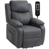 HOMCOM Riser and Recliner Chair with Vibration Massage, PU Leather Power Lift Chair for Elderly, Dark Grey